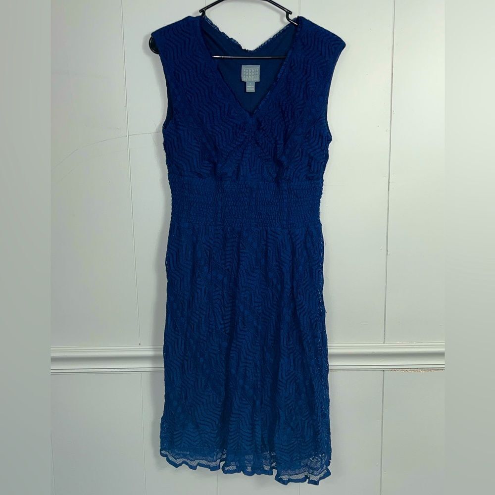 Rabbit Rabbit Rabbit Navy Blue Lace Sleeveless Dress V-Neck Size Medium Formal S